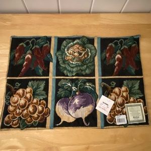 Vintage tapestry placemat Vineyard Black table centerpiece Windham Weavers decor